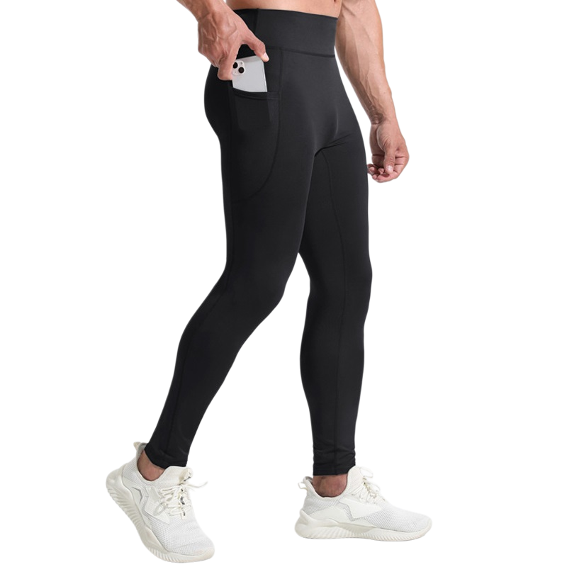 Compression Long Pant - Męskie spodnie kompresyjne z wysokim stanem,