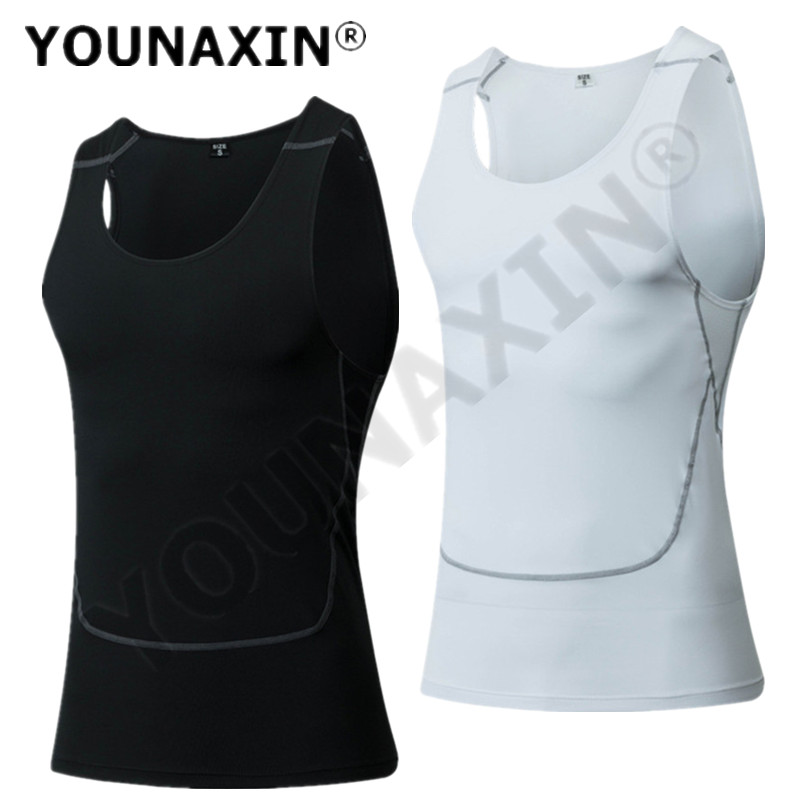 Base Layer Top - Męska czarna sportowa obcisła koszulka obcisła