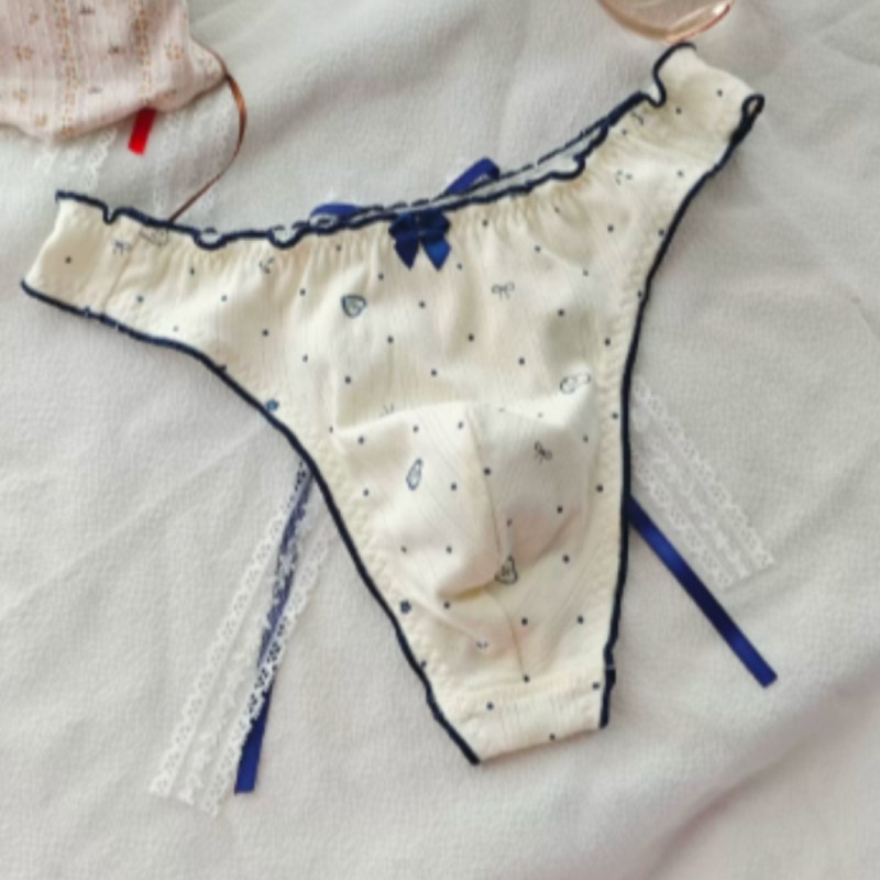 Boxer Shorts Modal - Japońskie słodkie kwiatowe stringi z kokardką,