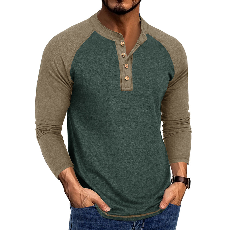 Base Layer Top - Męska nowa koszulka Henley z długim