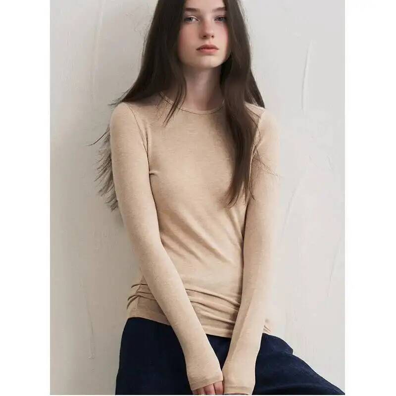 Base Layer Top - Damska bluzka z mieszanki kaszmiru, z